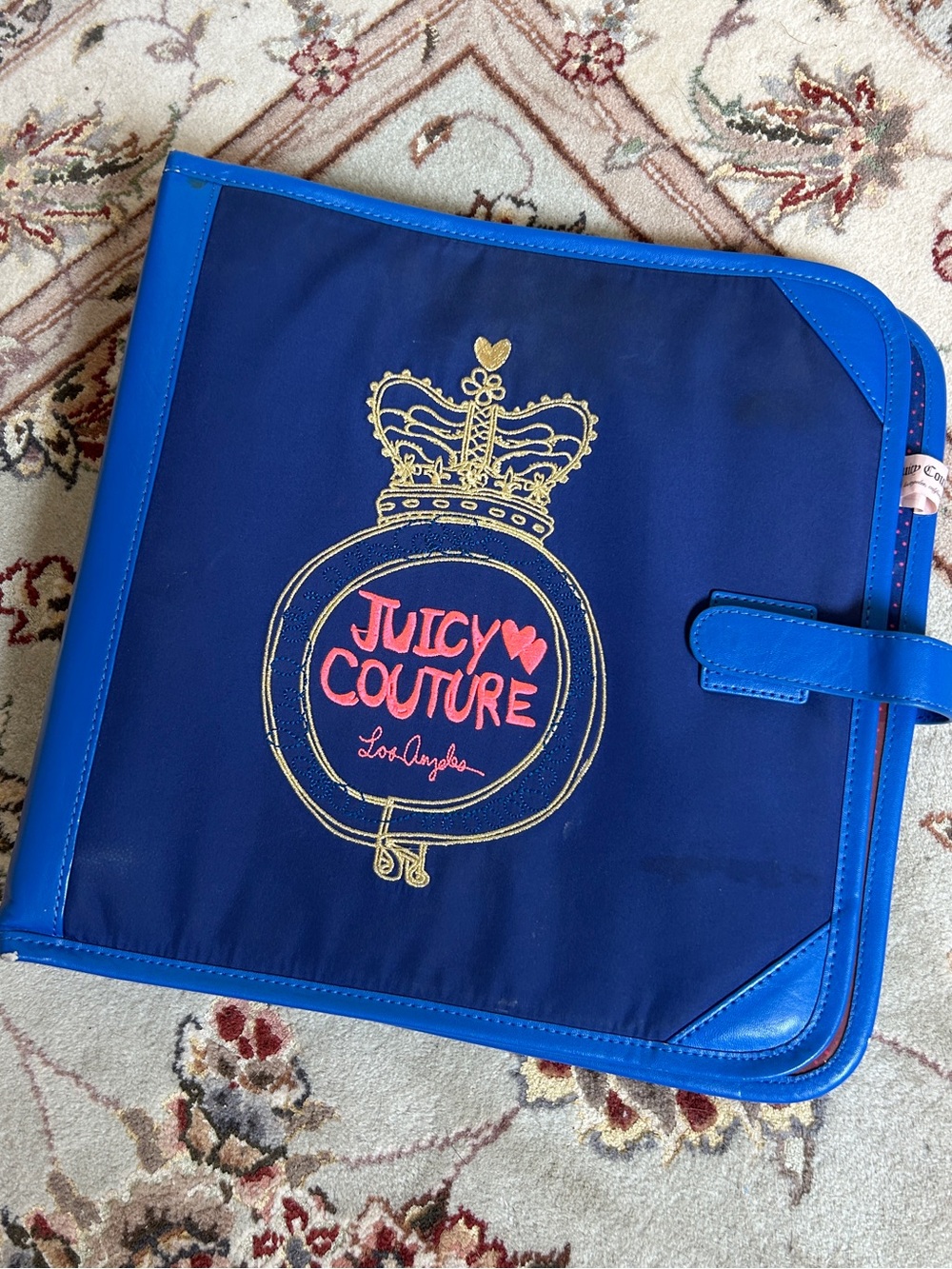 Juicy Couture Royal Blue and Pink Zip Binder